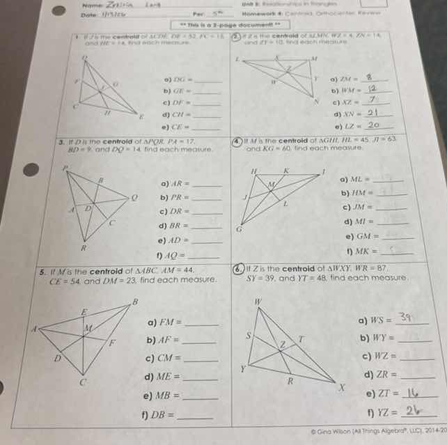 name date period unit 6 relationships in triangles homework 8 centroid,…