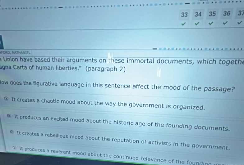 ford, nathaniel e union have based their arguments on these immortal do…