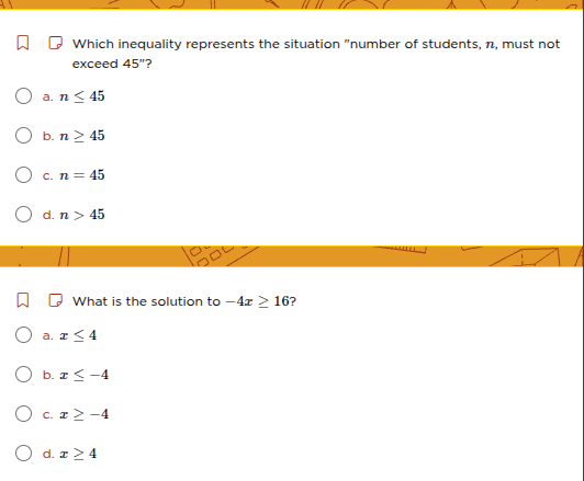 which inequality represents the situation umber of students, n, must no…