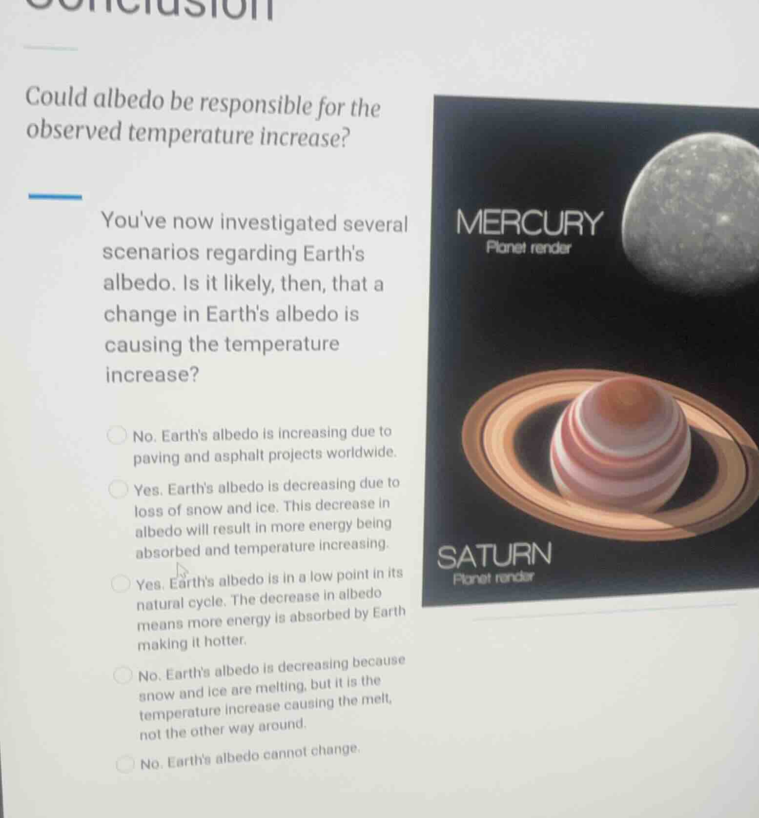 could albedo be responsible for the observed temperature increase? youv…