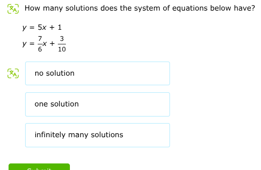 how many solutions does the system of equations below have? $y = 5x + 1…