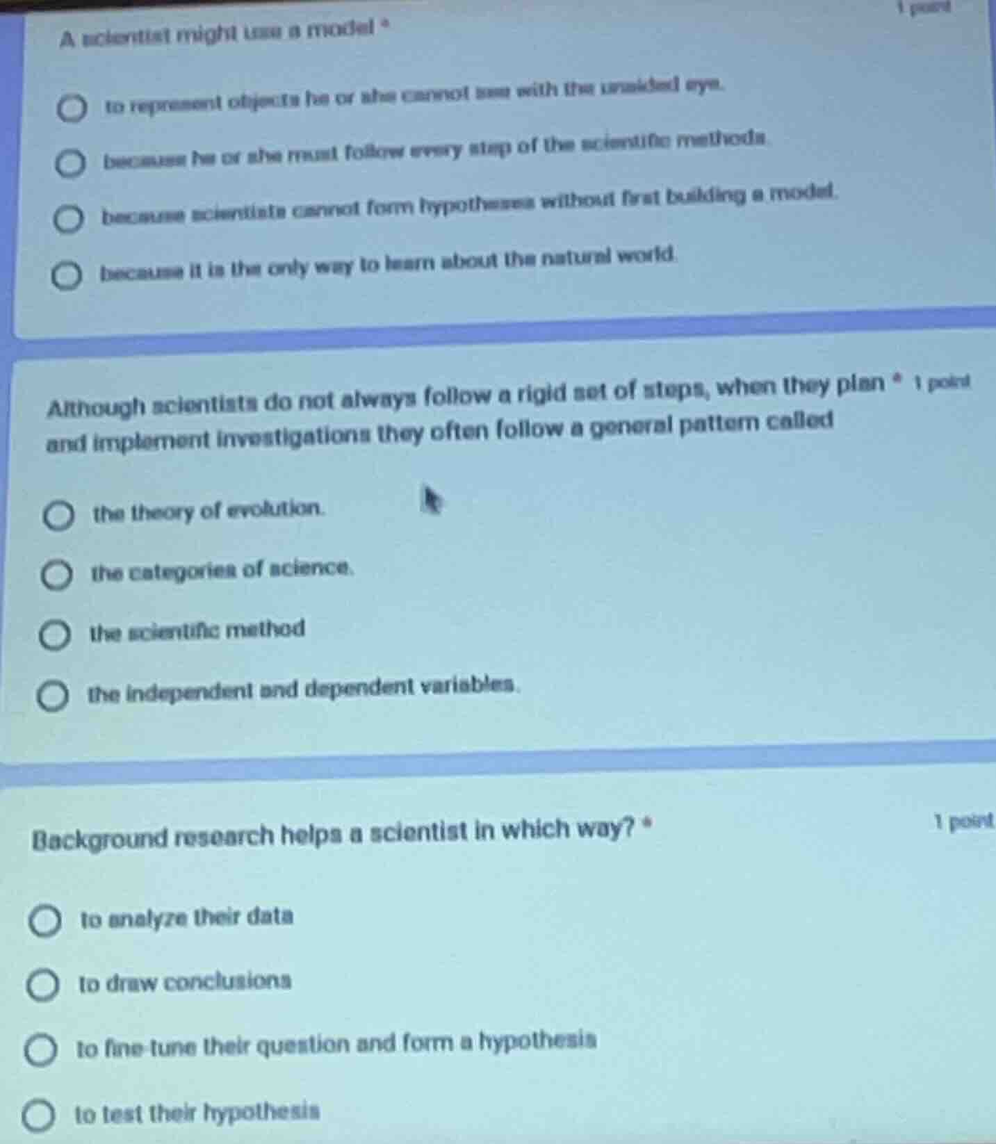 a scientist might use a model to represent objects he or she cannot see…