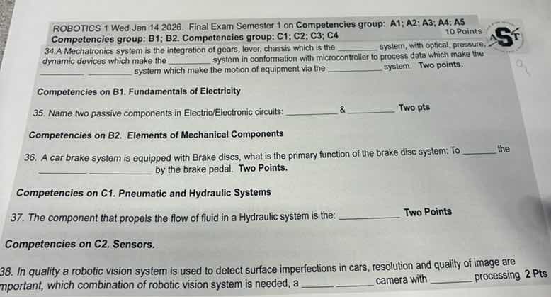 robotics 1 wed jan 14 2026. final exam semester 1 on competencies group…