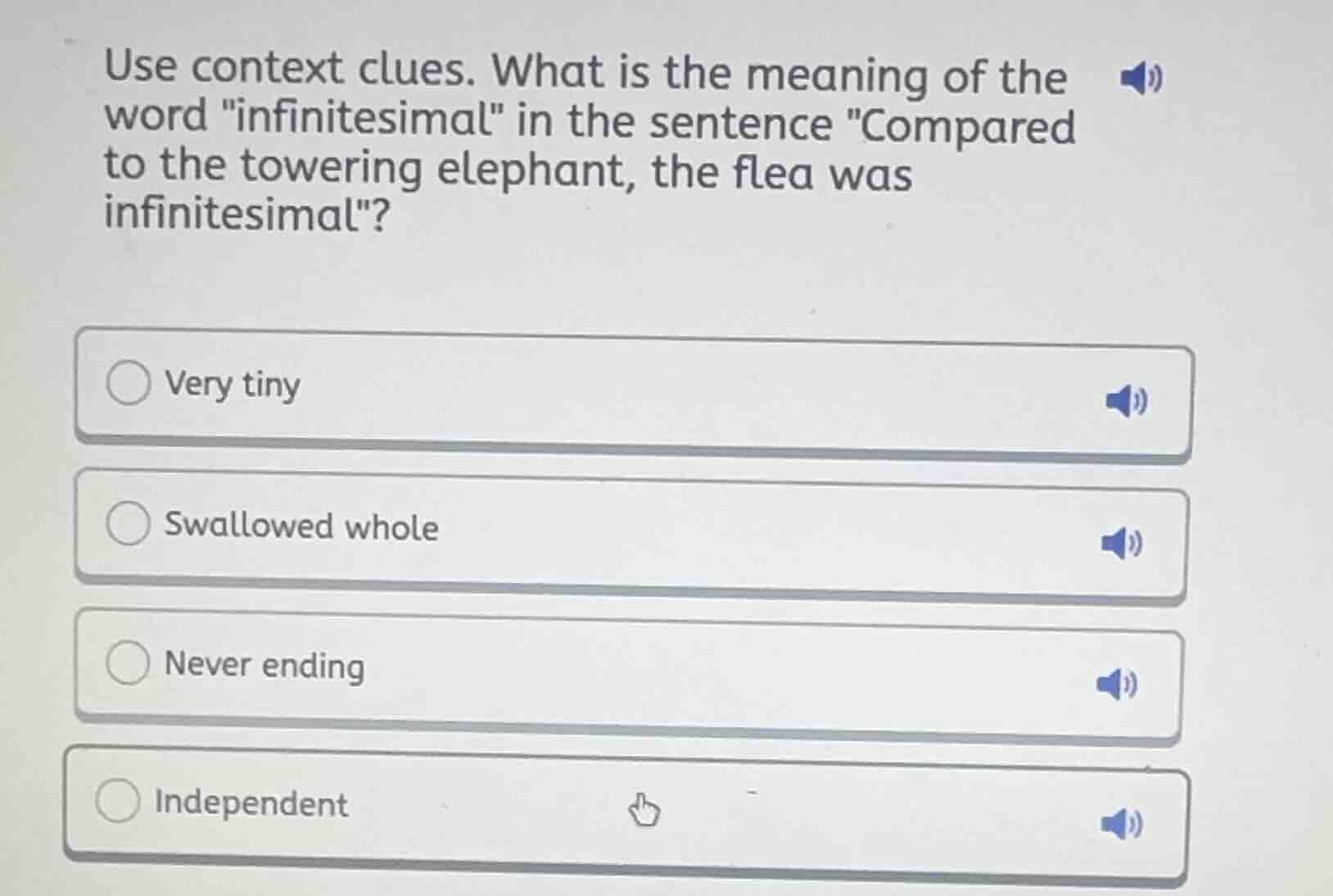 use context clues. what is the meaning of the word \infinitesimal\ in t…