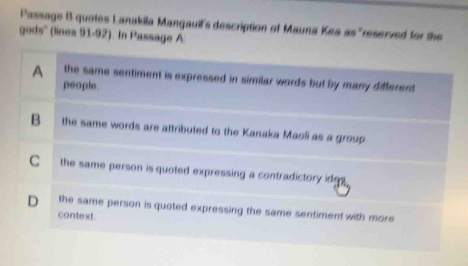 passage ii quotes lanakila mangauil’s description of mauna kea as “rese…