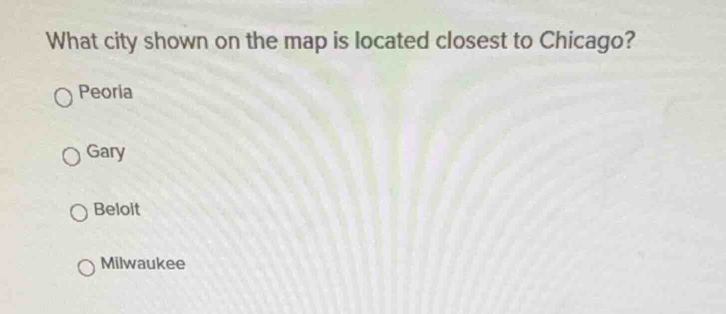 what city shown on the map is located closest to chicago? peoria gary b…