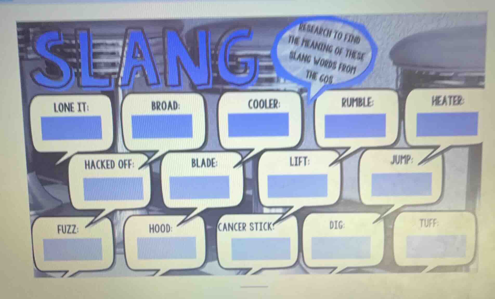 slang research to find the meaning of these slang words from the 60s lo…