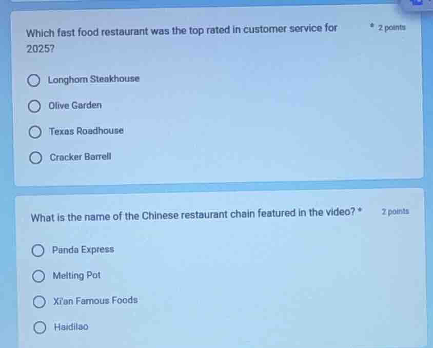 which fast food restaurant was the top rated in customer service for 20…