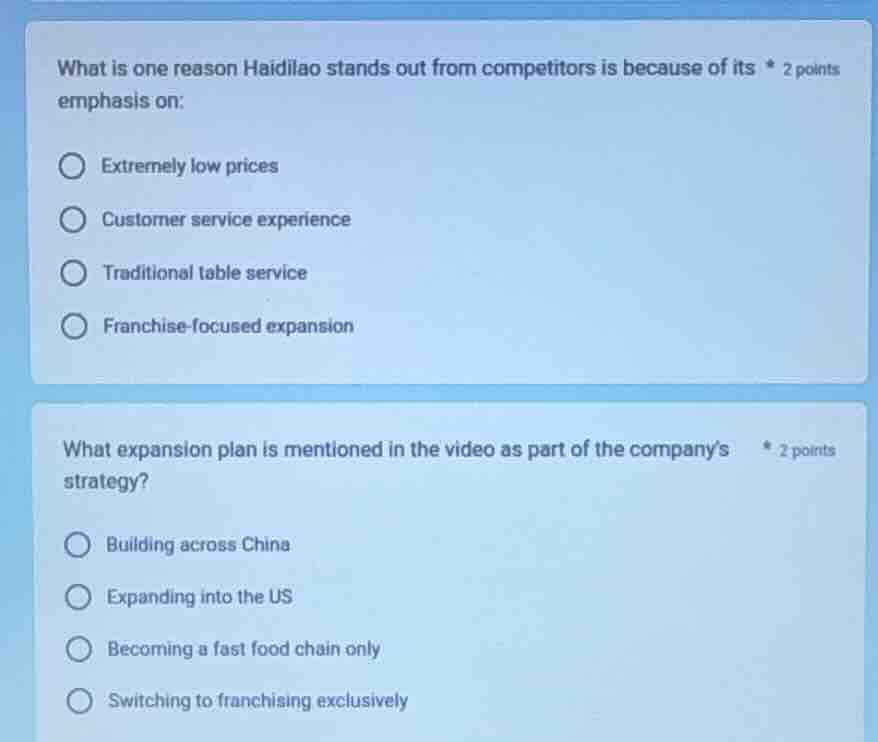 what is one reason haidilao stands out from competitors is because of i…