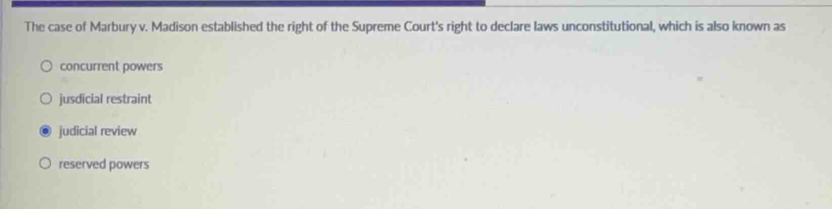 the case of marbury v. madison established the right of the supreme cou…