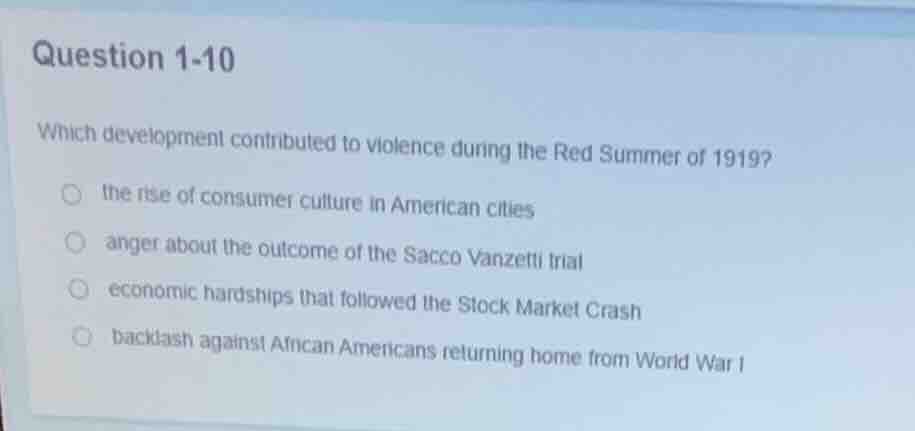 question 1-10 which development contributed to violence during the red …
