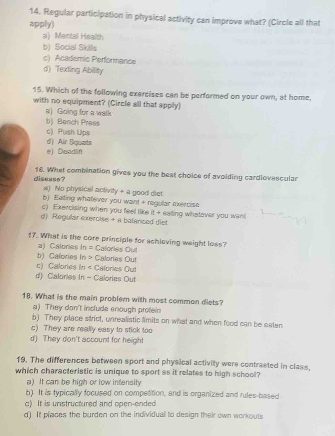 14. regular participation in physical activity can improve what? (circl…