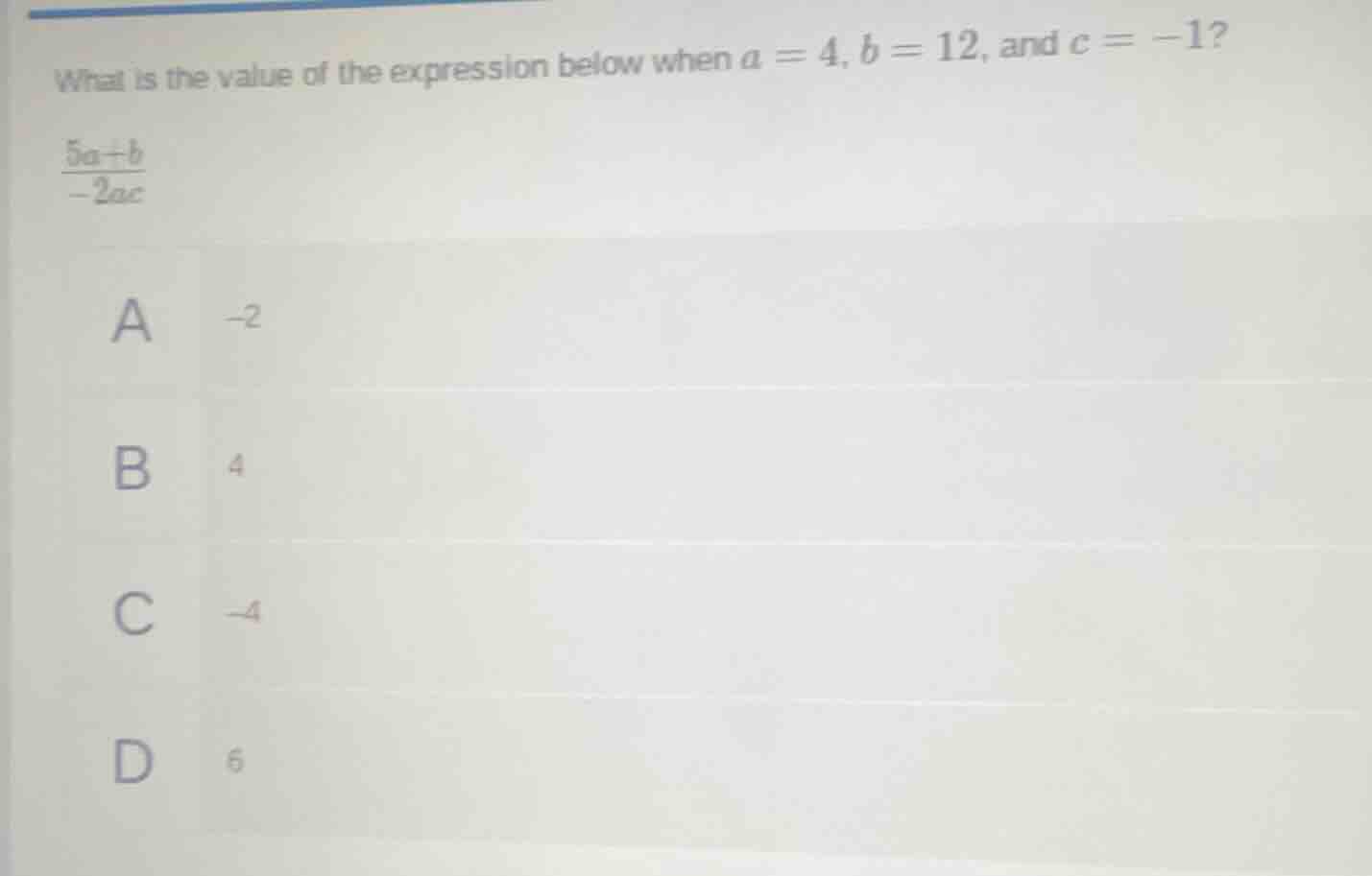 what is the value of the expression below when $a = 4$, $b = 12$, and $…