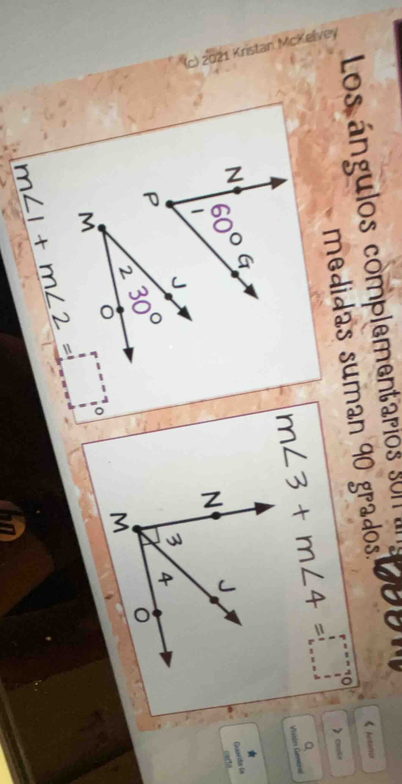 los ángulos complementarios son aquellos que suman 90 grados. m∠1 + m∠2…