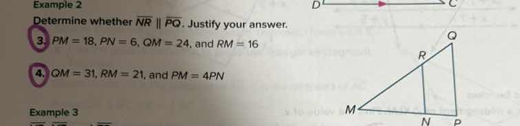 example 2 determine whether $overline{nr} \\parallel overline{pq}$. jus…