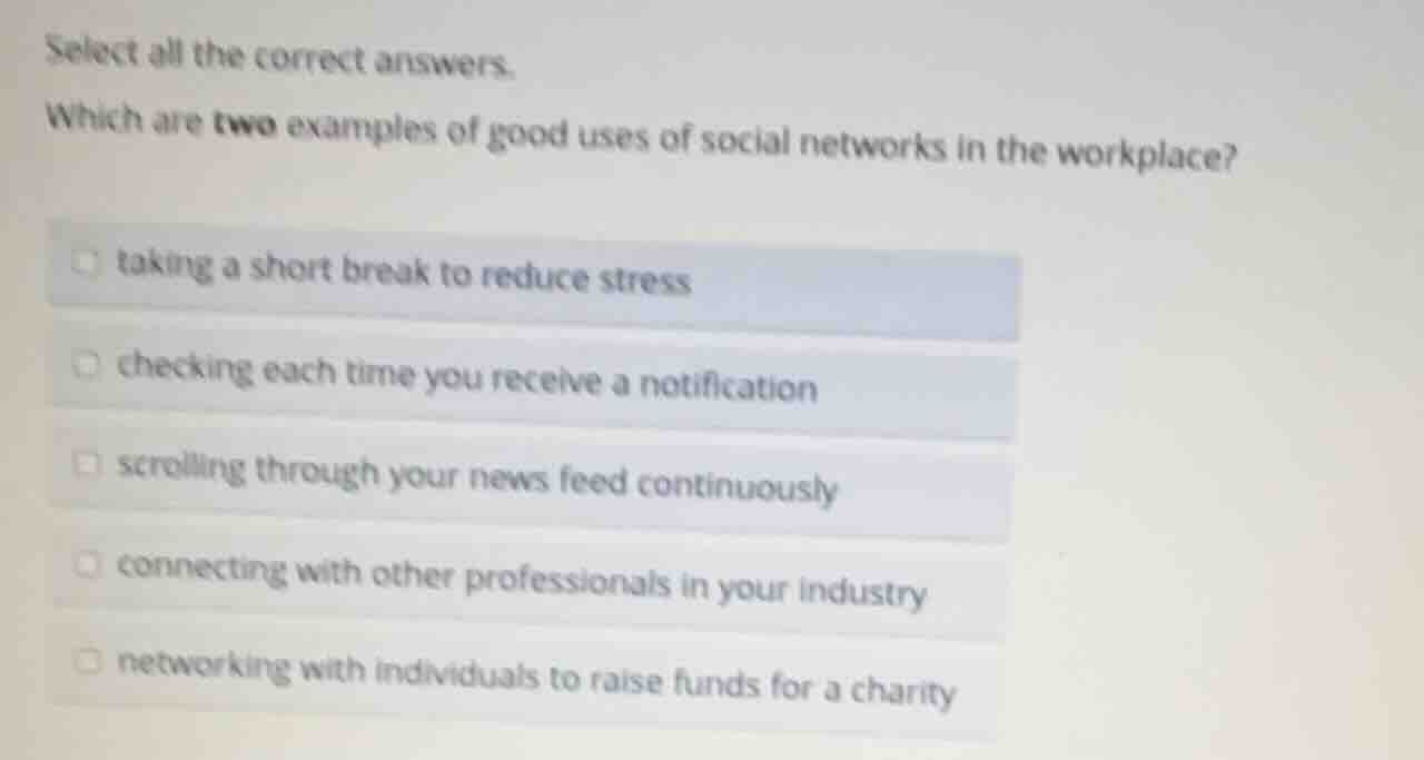 select all the correct answers. which are two examples of good uses of …