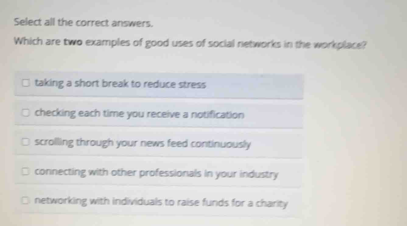 select all the correct answers. which are two examples of good uses of …