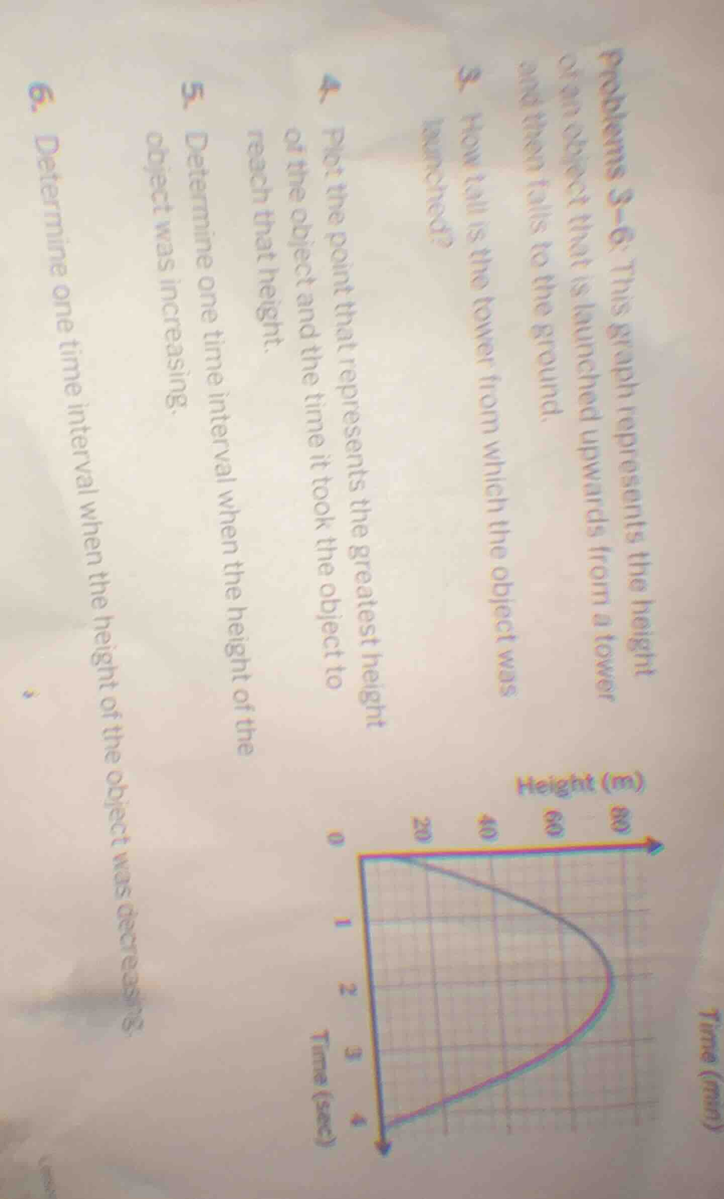 problems 3–6: this graph represents the height of an object that is lau…