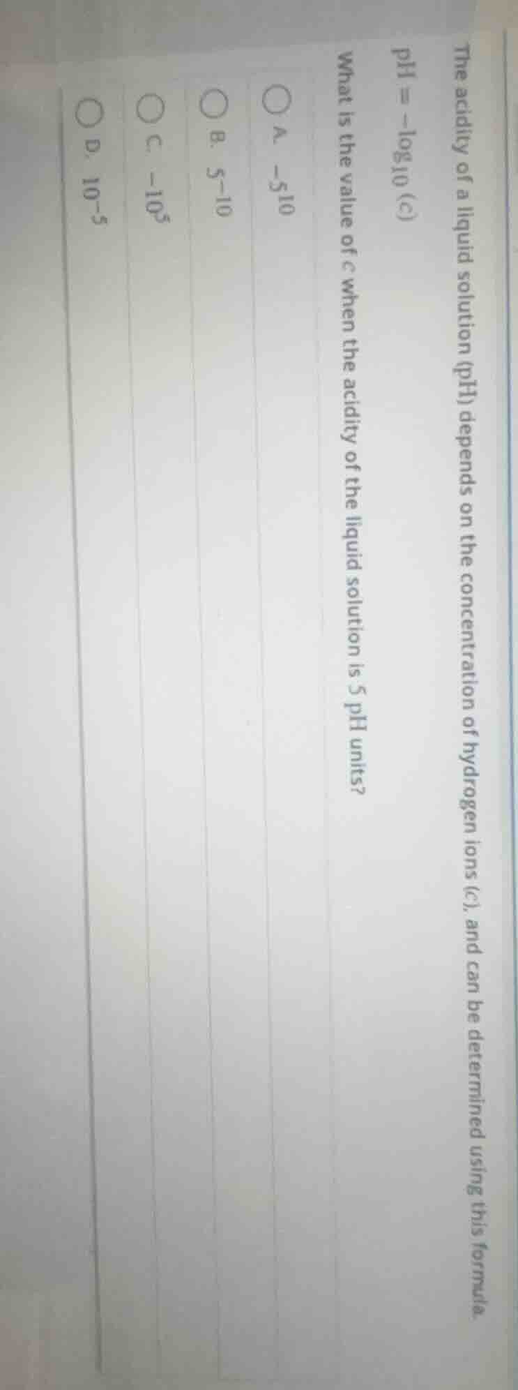 the acidity of a liquid solution (ph) depends on the concentration of h…