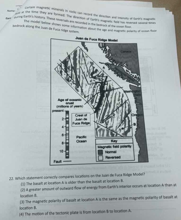 certain magnetic minerals in rocks can record the direction and intensi…