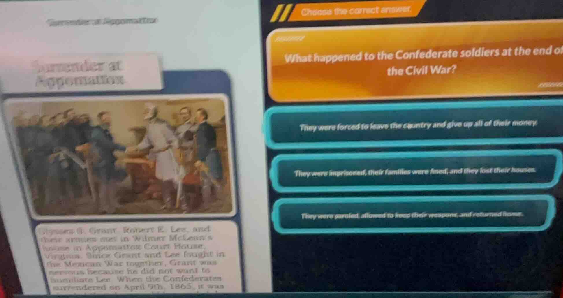 choose the correct answer. what happened to the confederate soldiers at…