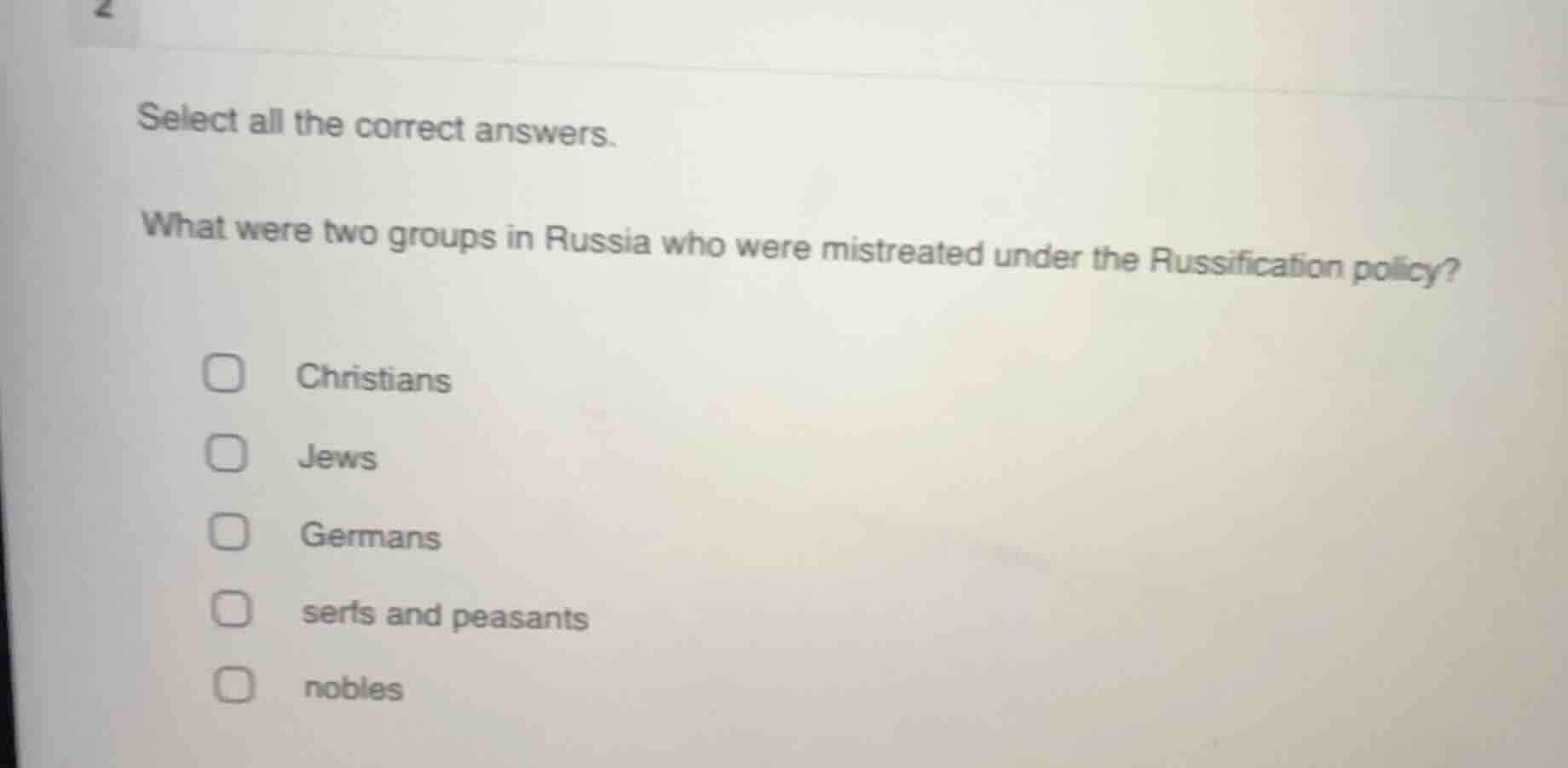 select all the correct answers. what were two groups in russia who were…