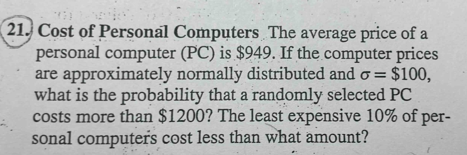 21. cost of personal computers the average price of a personal computer…