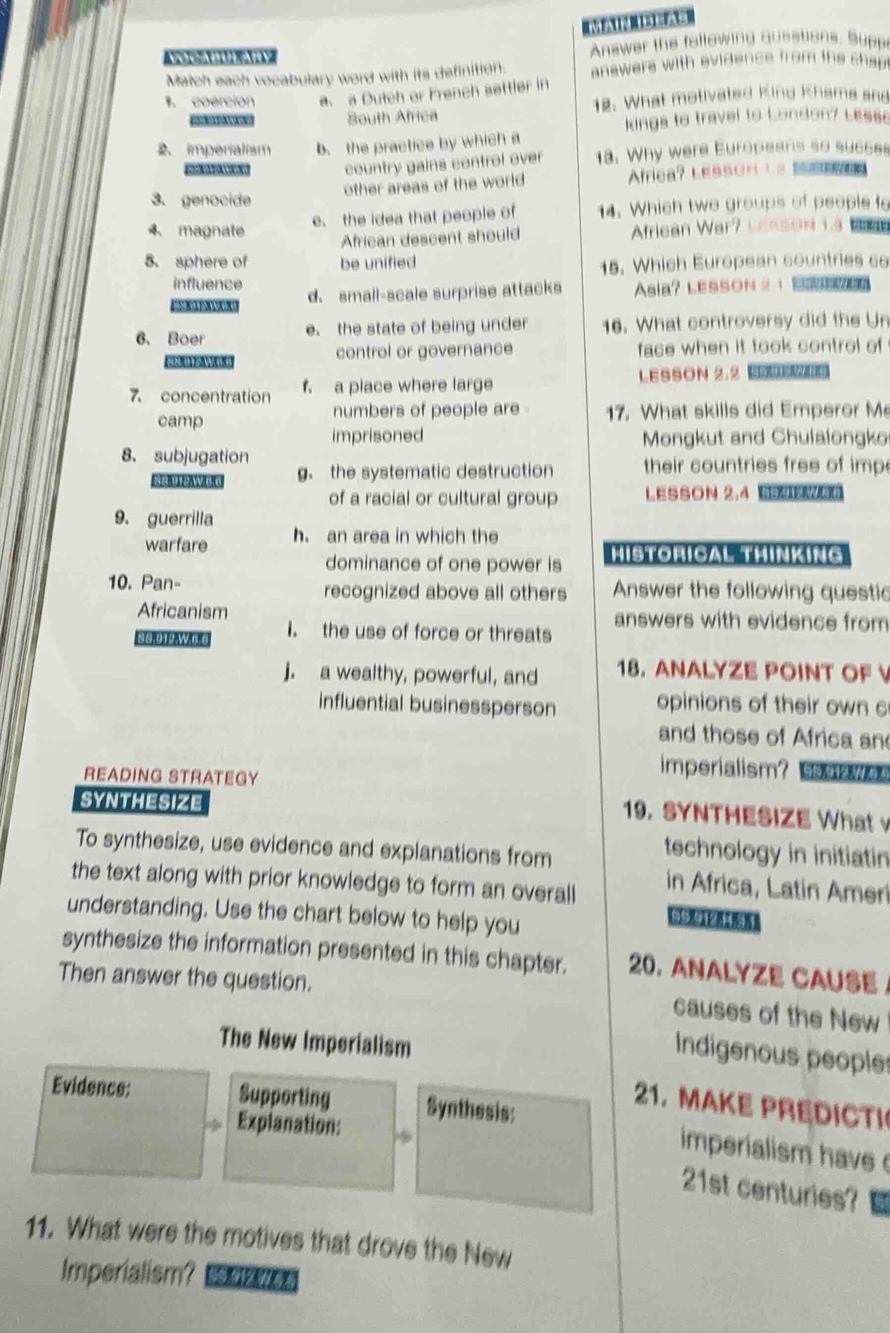 vocabulary match each vocabulary word with its definition. 1. coercion …