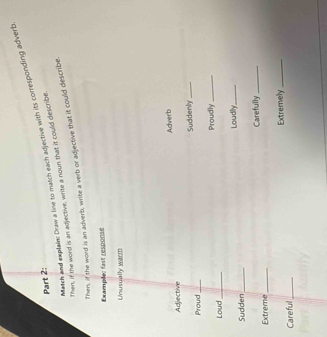 part 2: match and explain: draw a line to match each adjective with its…