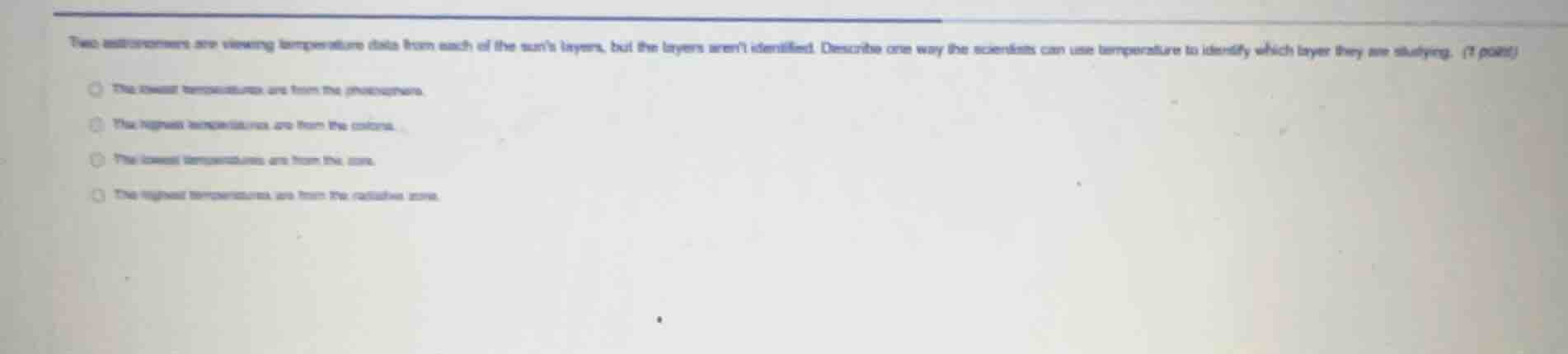 two astronomers are viewing temperature data from each of the suns laye…
