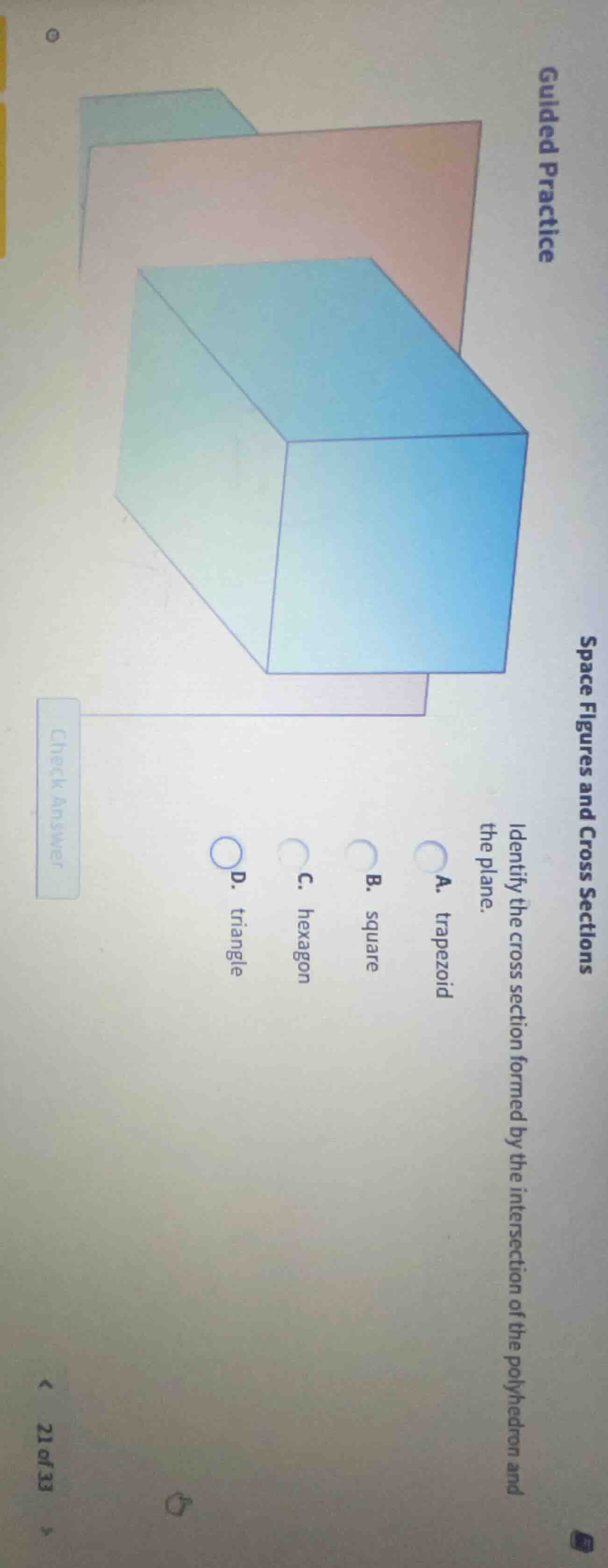 guided practice space figures and cross sections identify the cross sec…