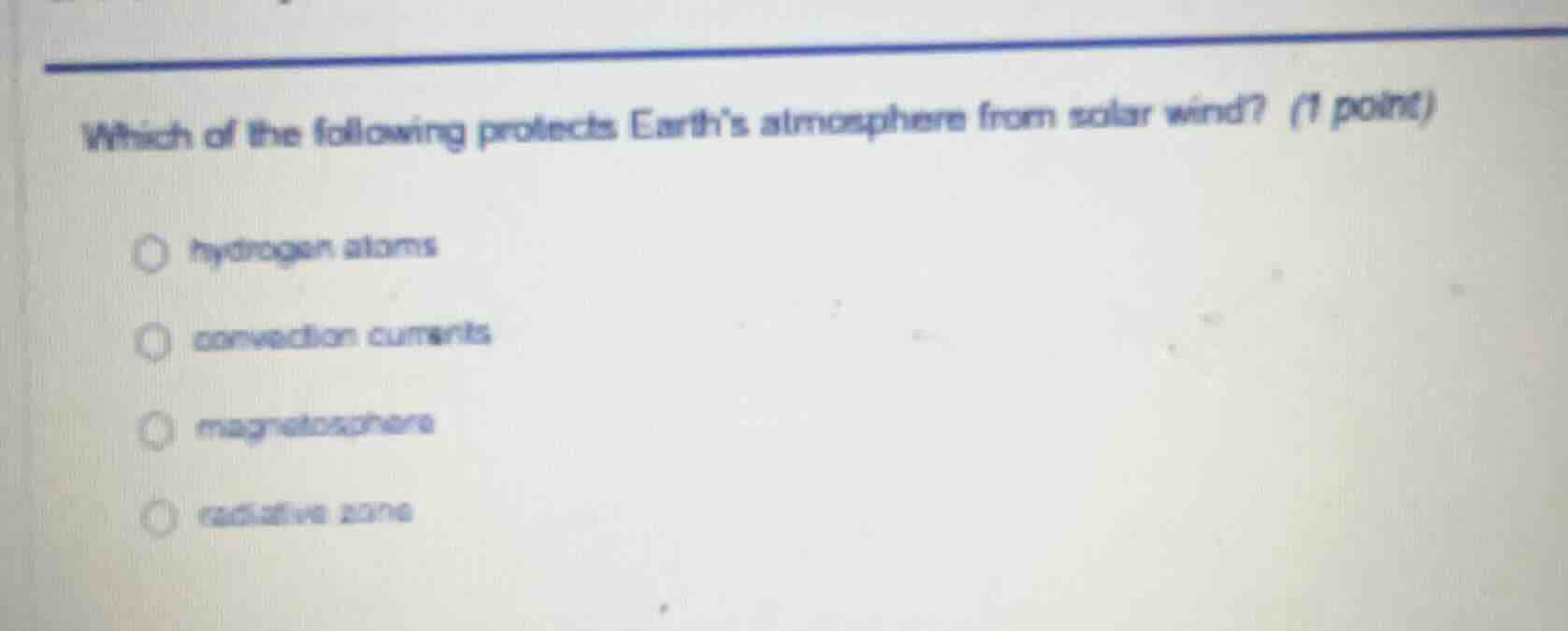 which of the following protects earth’s atmosphere from solar wind? (1 …