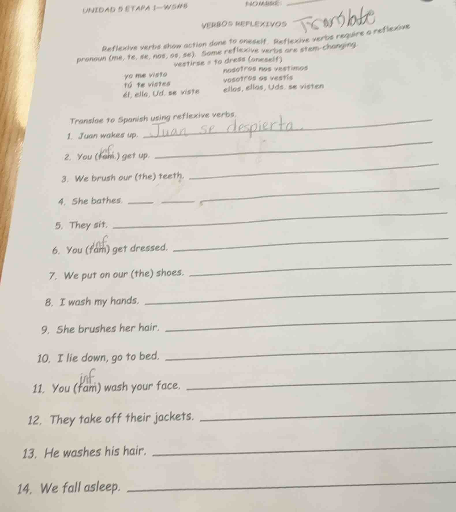 unidad 5 etapa 1-wsns verbos reflexivos reflexive verbs show action don…