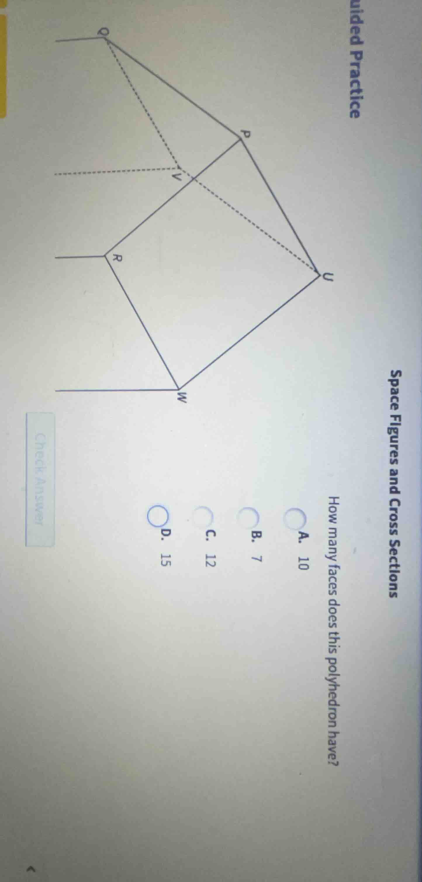 guided practice space figures and cross sections how many faces does th…