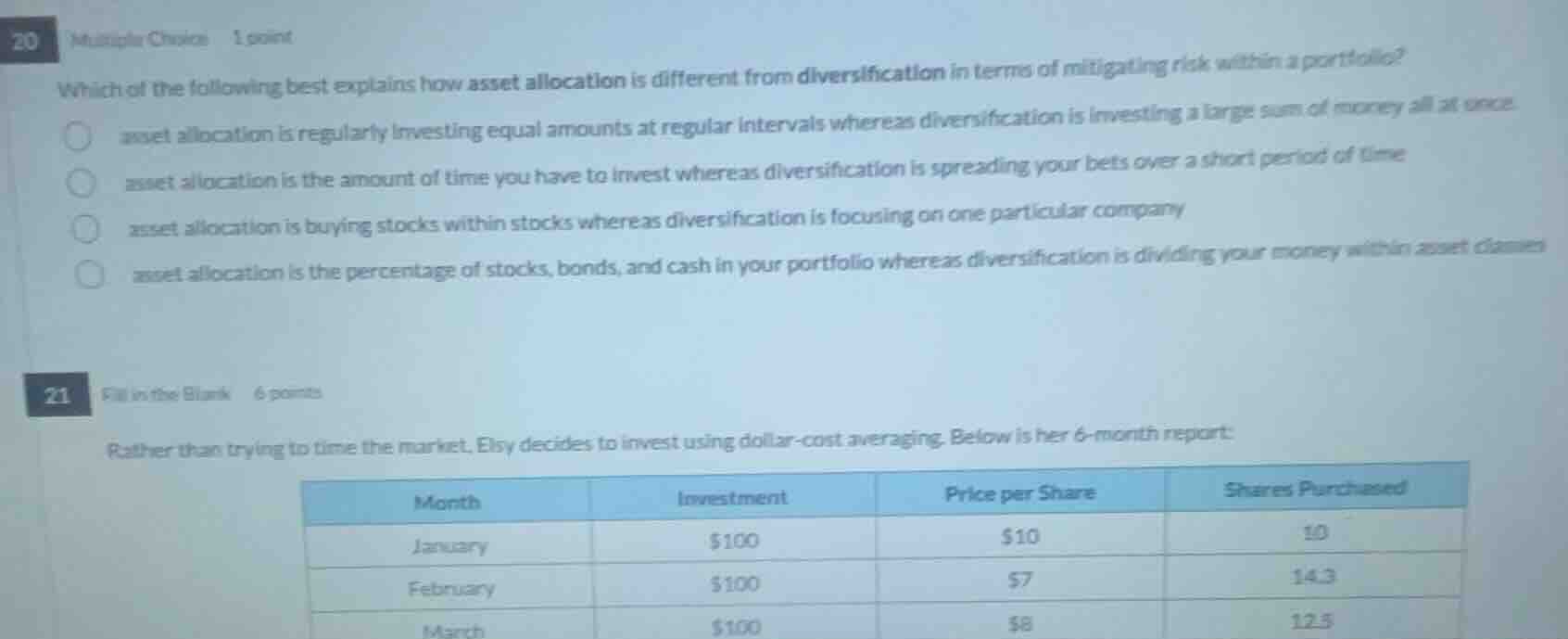 20 multiple choice 1 point which of the following best explains how ass…