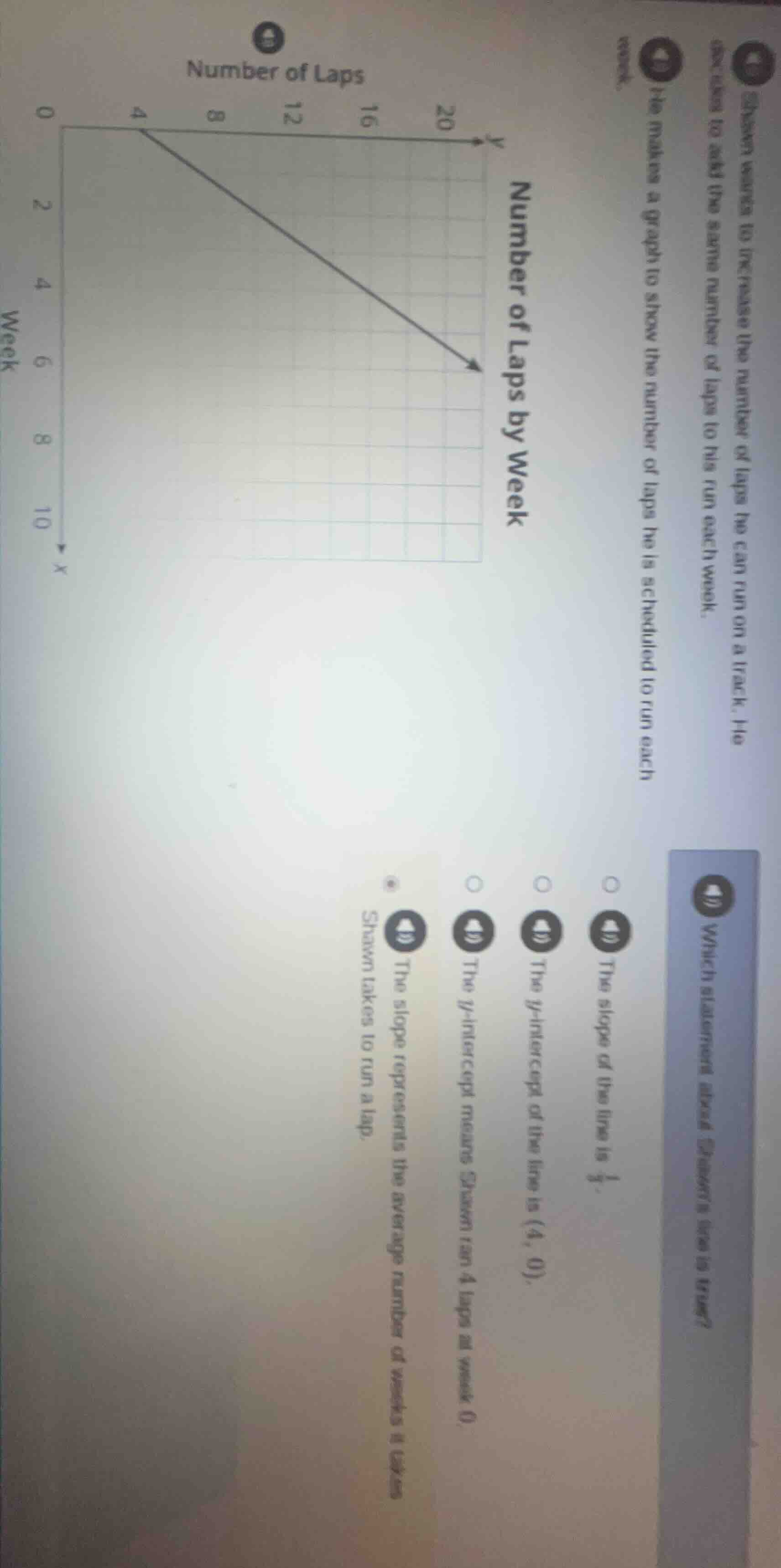 shawn wants to increase the number of laps he can run on a track. he pl…