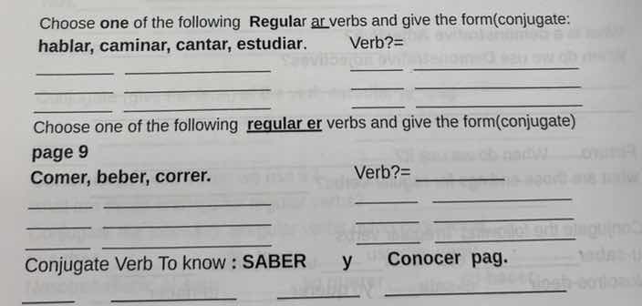 choose one of the following regular ar verbs and give the form(conjugat…