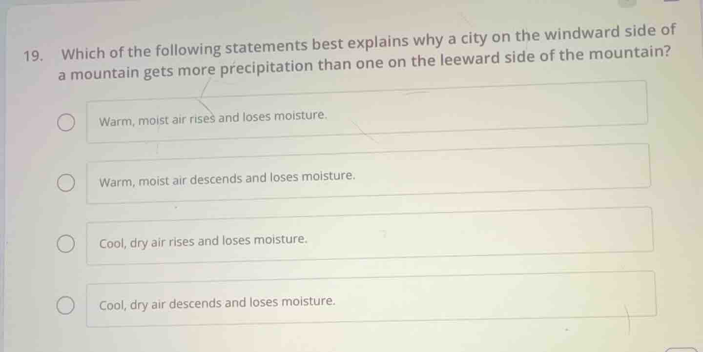 19. which of the following statements best explains why a city on the w…