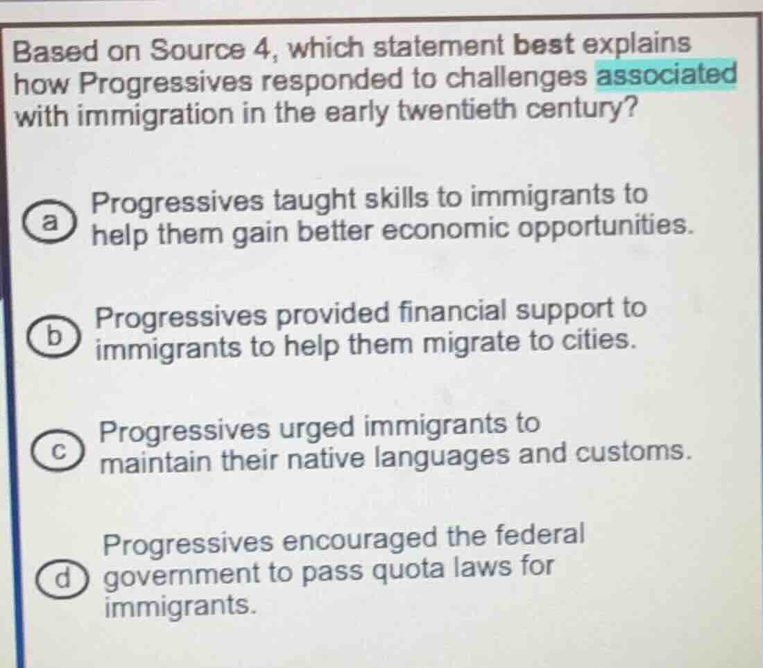 based on source 4, which statement best explains how progressives respo…