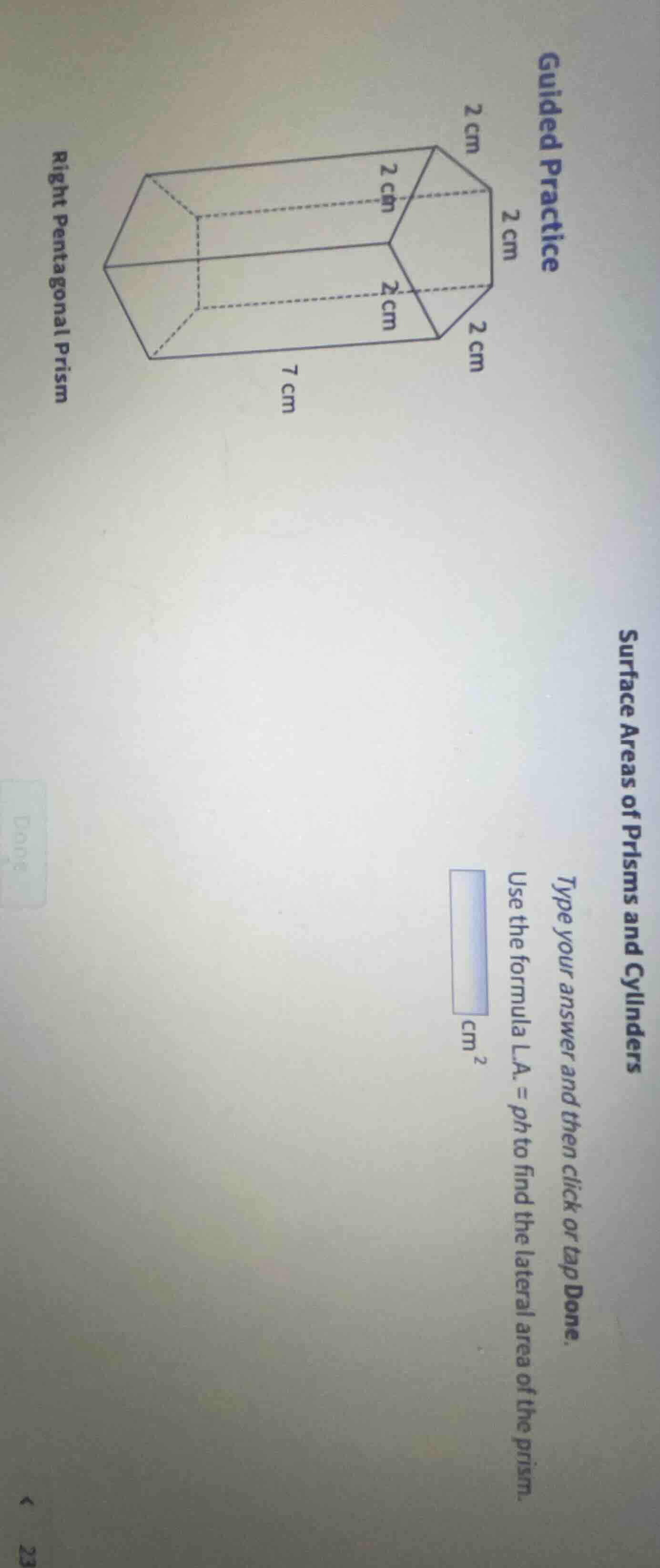 guided practice right pentagonal prism (figure of a right pentagonal pr…