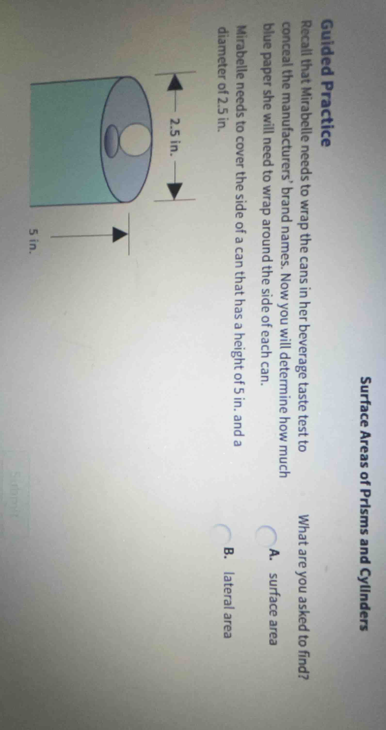 guided practice recall that mirabelle needs to wrap the cans in her bev…