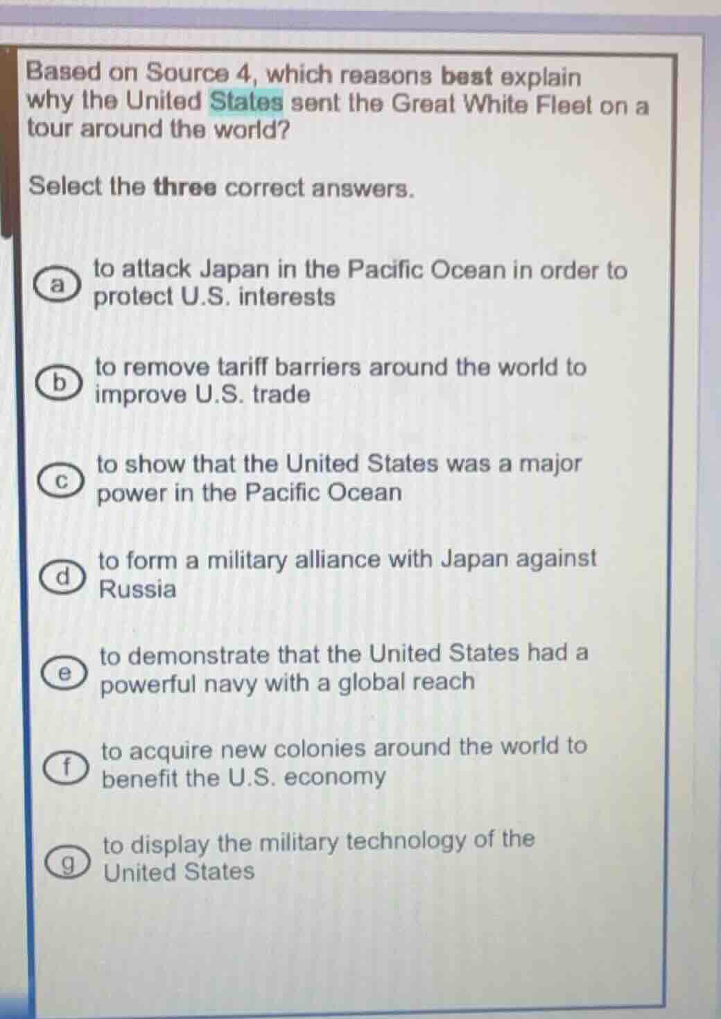 based on source 4, which reasons best explain why the united states sen…