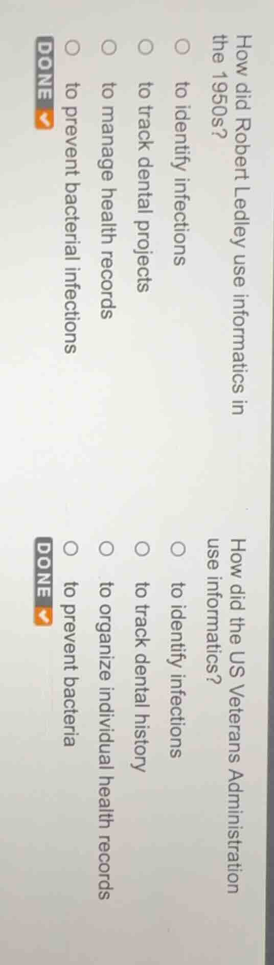 how did robert ledley use informatics in the 1950s? ○ to identify infec…