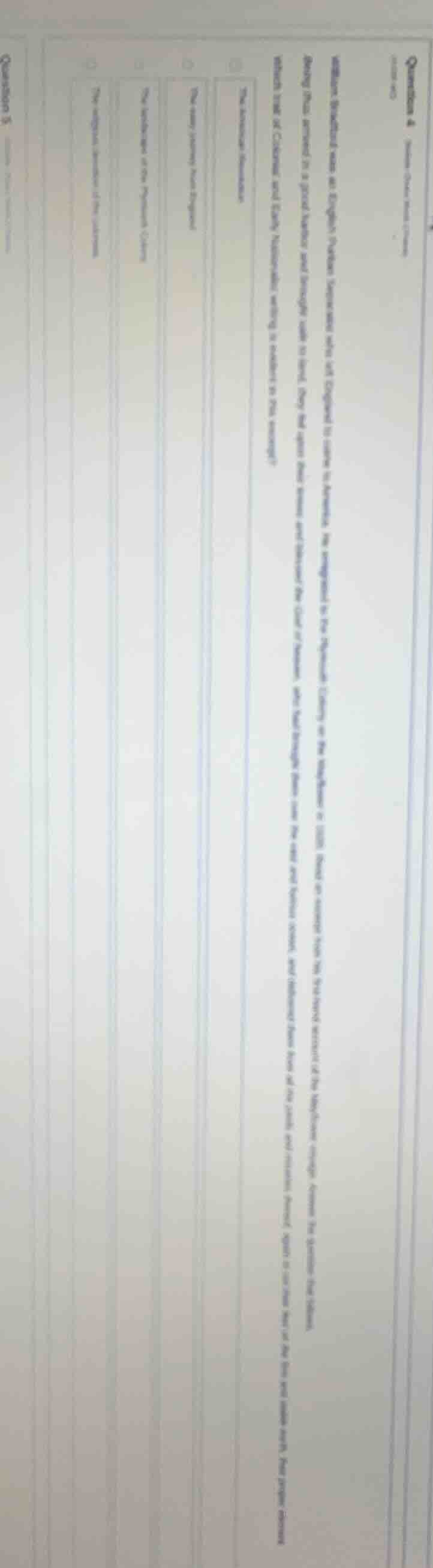 question 4 william bradford, one of the english puritan separatists who…