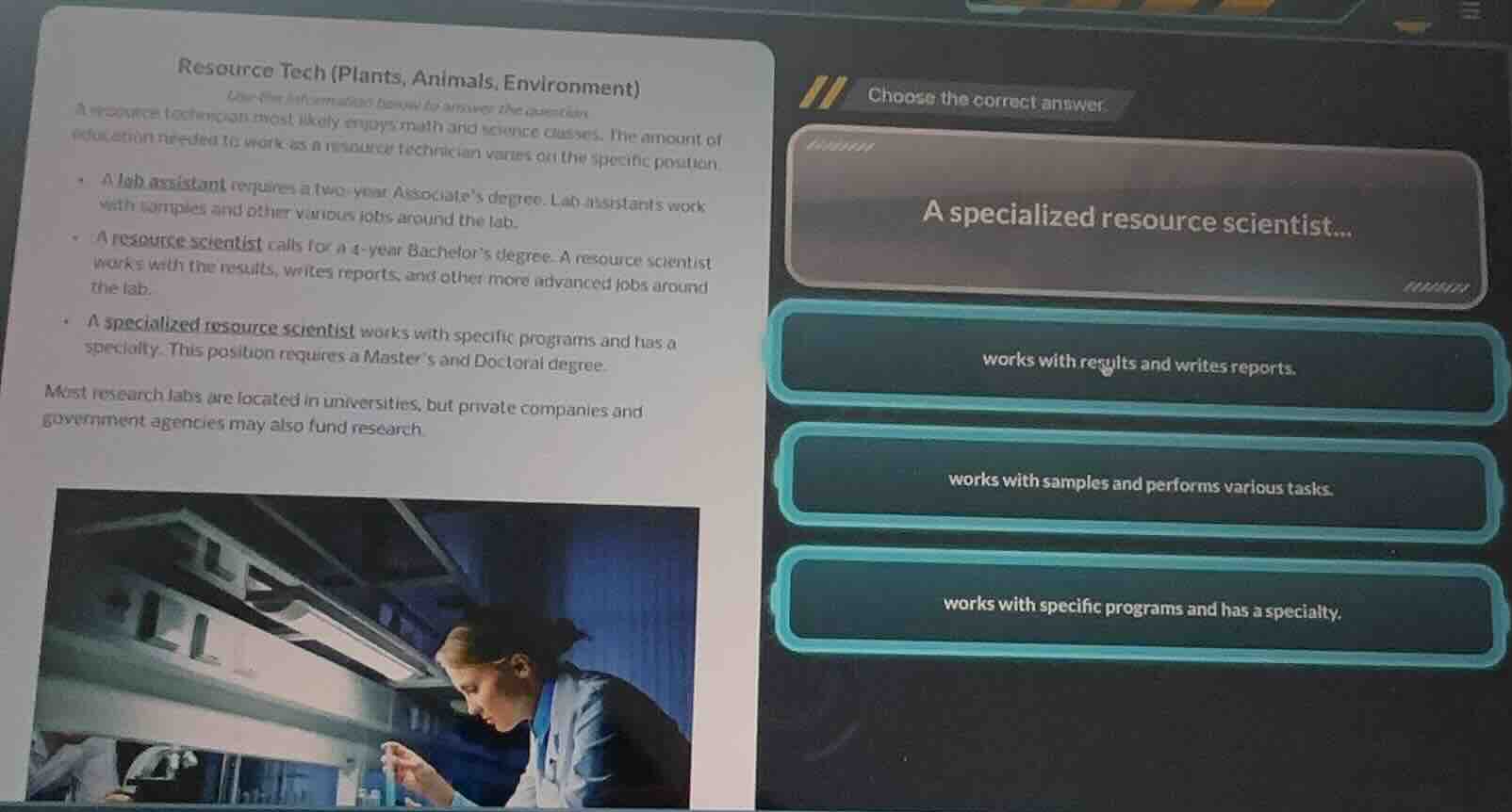 resource tech (plants, animals, environment) use the information below …