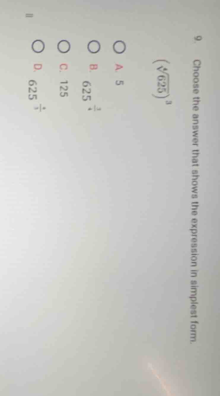 9. choose the answer that shows the expression in simplest form. $left(…