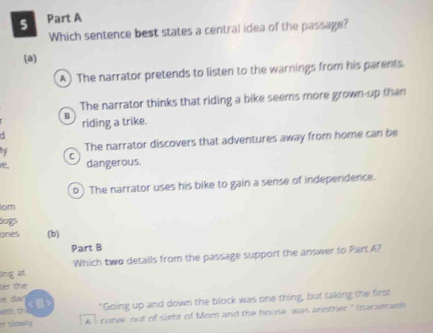 5 part a which sentence best states a central idea of the passage? (a) …