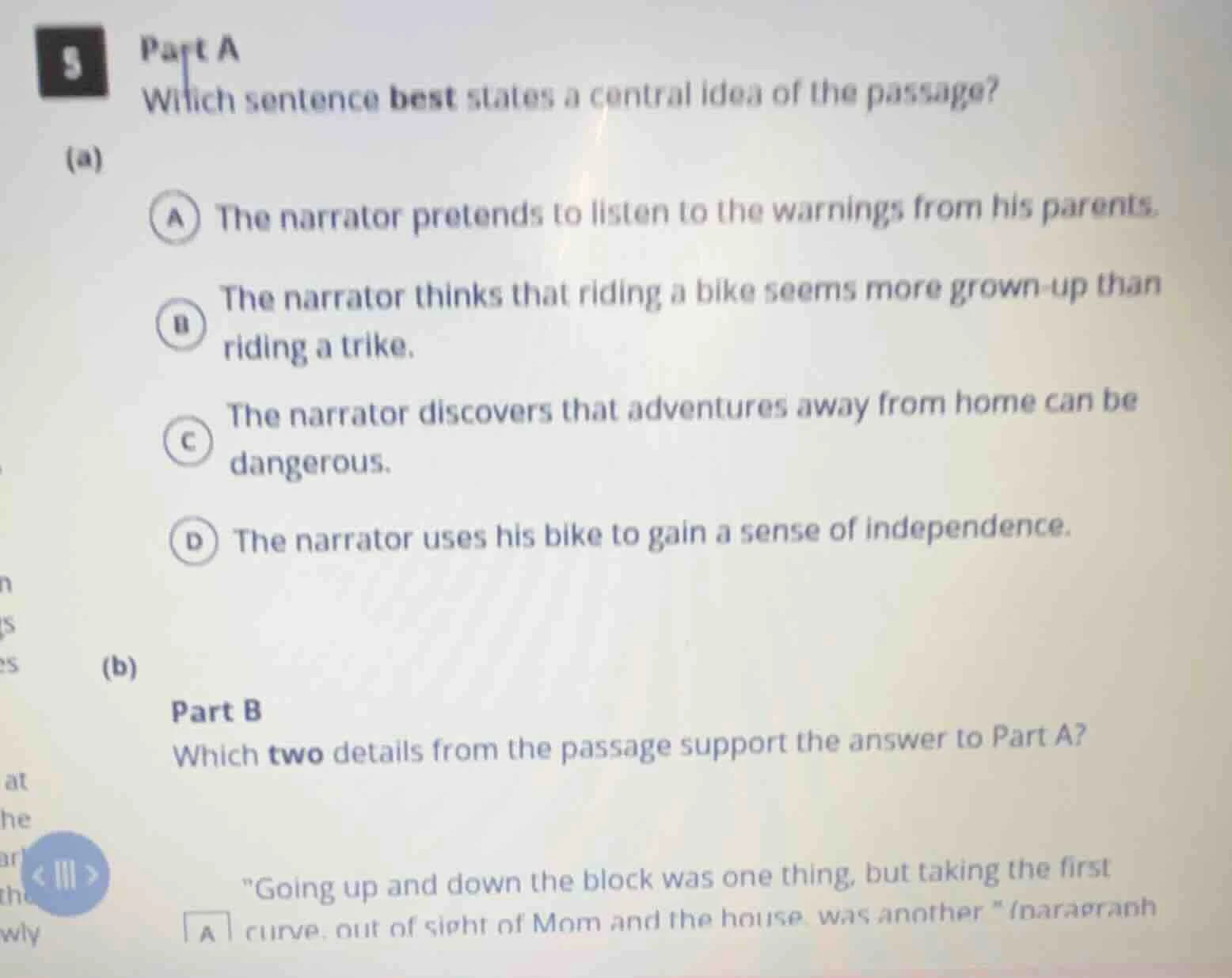 5 part a which sentence best states a central idea of the passage? (a) …