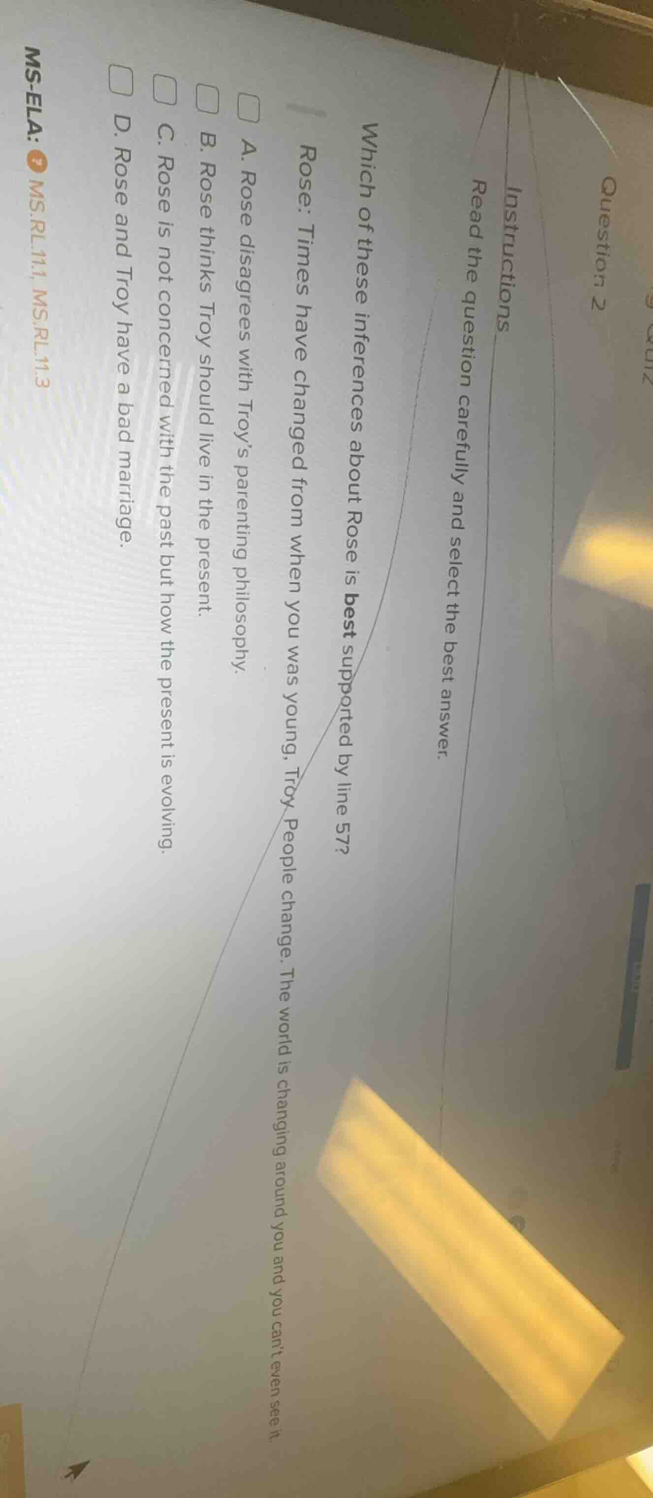 question 2 instructions read the question carefully and select the best…