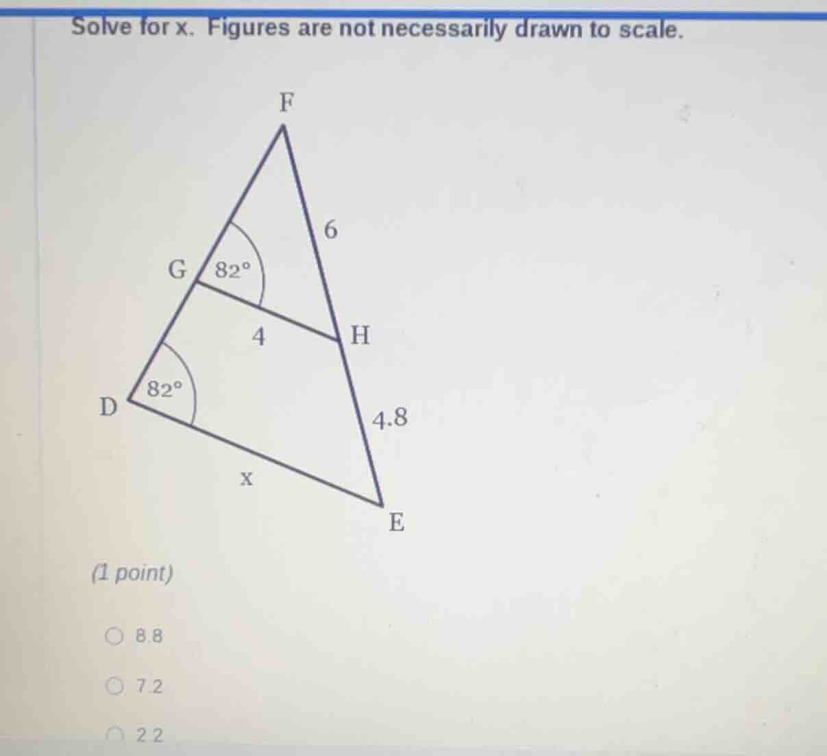 solve for x. figures are not necessarily drawn to scale. (1 point) opti…